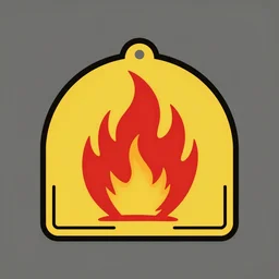 a photo of a retro vintage minimalist clean fire flame warning caution patch