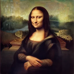 The Mona Lisa, by Ilya Repin, 19th-century, desaturated colors, naturalist style of painting