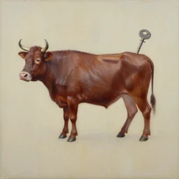 key made out of beef, oil painting