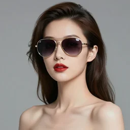 flat portrait art of an beautiful stylish retrofuturistic beautiful woman wearing oversized aviator sunglasses atmosphere, glow, shaded, full of colour, cinematic lighting, trending on artstation, 4 k, focused, vector, by patrick nagel, simple bold clean lines