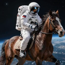 photorealistic art of an astronaut riding a horse, dynamic lighting, space atmosphere, hyperrealism, stunning visuals