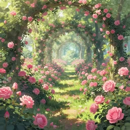 pixiv scenery art of a rose forest