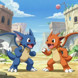 kids in gaza strip battling each other with digimons