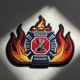 simple et detailed fire station flame embroidered patch retro design