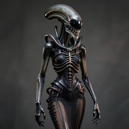 beautiful xenomorph wearing a coctail dress, hyperrealistic, centered, 85 mm, by Terry Richardson, zeiss lens, award winning, 8k, behance portfolio
