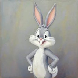 a beautiful, soulful oil painting of bugs bunny by craig mullins