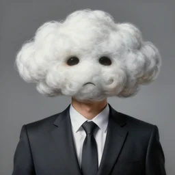 portrait of cloud man in a suit, detailed painting, hd, hq, high resolution, high detail, 4 k, 8 k