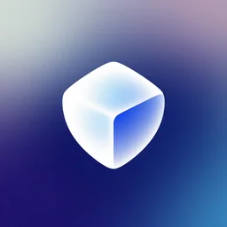 2 d gradient logo of a single gem shaped like a cube, gradient background, flat design, modern, grainy, neumorphism