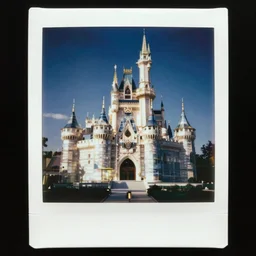 analog polaroid of a castle made out of glass