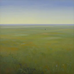amazing vast scenery, human figure in the distance for scale, surrealist landscape painting