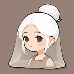 a girl with white hair in a hairbun, by teabag. cartoon