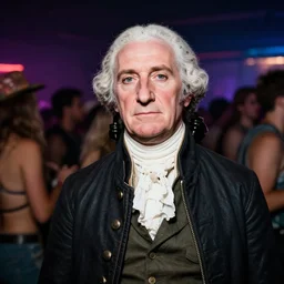 a portrait of a george washington at a rave, sigma 8 5 mm f / 1. 4.