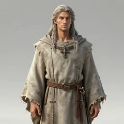 high intricate full shot of an anthropomorphic male druid in a tattered robe below an ancient tree house, hellhound, white wolf, lion, tiger, chicken, spirits, covered in blood, maria panfilova, andrea savchenko, mike kime, ludovic plouffe, qi sheng luo, oliver cook, david noren, trending on artstation
