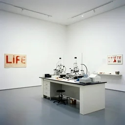 realistic photo of the joseph beuys exhibition, white gallery, laboratory 1 9 9 0, life magazine reportage photo