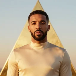 drake in drag portrait, golden hour lighting, rule of thirds, golden triangle, ultra detail, smooth edges, high contrast