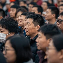 chinese crowd, detailed