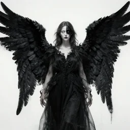angel with black wings, one - eyed face, gigantic, concept art