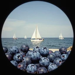 kodak portra 4 0 0, wetplate, 8 mm extreme fisheye, no people, 1 9 3 0 s colour portrait of a view of sailboats on the sea on a sunny day, by saul leiter, insanely detailed, insanely intricate, depth of field, blueberry, no people