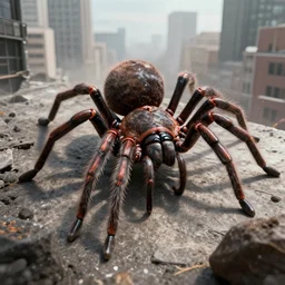 giant arachnids attacking the city, photography, realistic