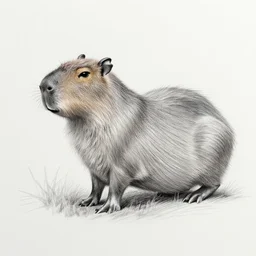 pencil sketch of a capybara, side view