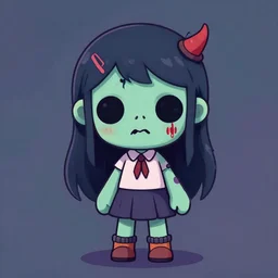 a cute female zombie, digital art