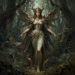 digital painting goddess of the forest, symmetrical, fantasy, highly detailed, realistic, complex, fantasy, over - detailed, elegant, intricate, dynamic lighting, hyperrealism, digital art, digital painting, artstation, wlop, clear focus, illustration by filipe pagliuso and justin gerard