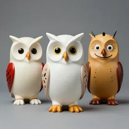 3 d, modern, plastic owl by jon burgerman, salvador dali and jeffrey smart