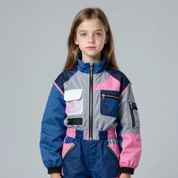 a portrait by norman rockwell of a russian girl detailed features wearing y 2 k clothes - cyberdog fashion sporty, sleek, tech utility - chic trend. lots of zippers, pockets, synthetic materials, jumpsuits chic'techno fashion trend by issey miyake and balenciaga