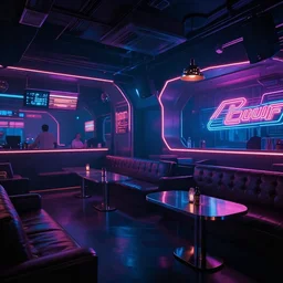 interior of the cyberpunk night adult club