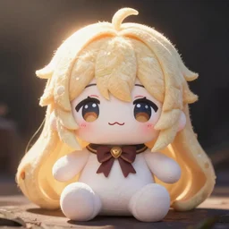 cute fumo plush of a magical girl afflicted by a painful curse, anime girl