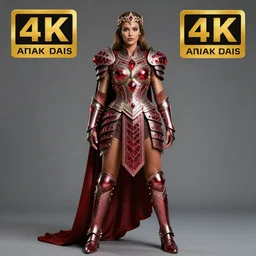 full body photo of a beautiful strong warrior queen wearing ruby encrusted armour, highly detailed, 4 k, hdr, smooth, sharp focus, high resolution, award - winning photo