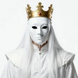 king with a white mask and white clothes, white _ background high details dripping paint greg rutkowski