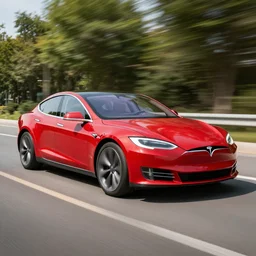 A red Tesla Model S rolling coal