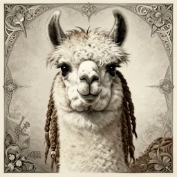 llama with dreadlocks, by ernst haeckel, artgerm, james jean