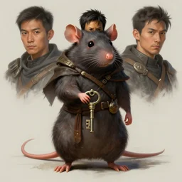 a detailed portrait of a rat guardian holding a key, by victo ngai and justin gerard, digital art, realistic painting, very detailed, fantasy, character design, dnd, trending on artstation