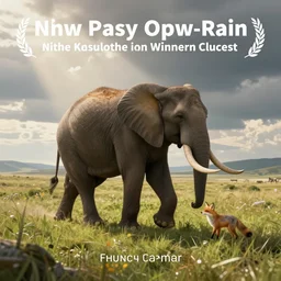 fantasy art of an elephant - sized fox roaming a brightly lit grassy plain