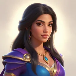 medium shot painted portrait, maya ali as a sorcerer, bright backlit, key lighting, smooth, gaudy colors, maya render, octane render aesthetic, dota matte painting concept art, official fanart behance hd artstation by jesper ejsing, by rhads and lois van baarle and ilya kuvshinov