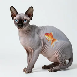a hairless cat with a goldfish tattoo
