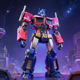 robotic unicorn transformer synthwave sci - fi cosmic background