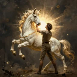 a man turning into a centaur