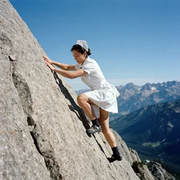 nurse climbing mountain by Ansel Adams