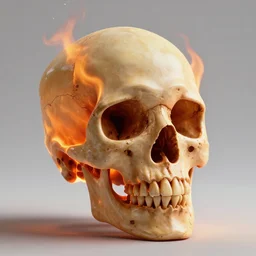 epic render of burning skull, octane render, trending on artstation, macro photography