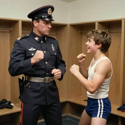 the mountie fighting dynamite kid in the locker room, 1 9 8 4, wwf, locker room, missing teeth