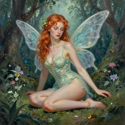“sensual fairy, highly detailed, painted, magical forest, by leesha hannigan”
