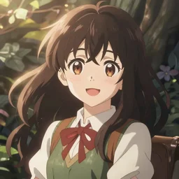 an anime girl body shot, Over The Garden Wall outfit, smiling