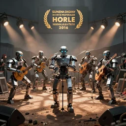 the robot band that still insists on playing in the battlefield