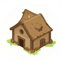medieval shack, isometric game asset, digital art, simple drawing, artstation