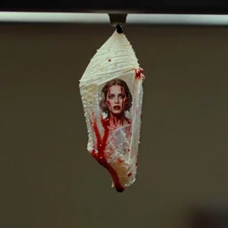 5 0 s movie still of a bloody woman in a moth cocoon, cinestill 8 0 0 t 3 5 mm technicolor, heavy grain, high quality, high detail