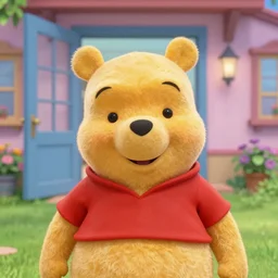 winnie the poo on a wes anderson movie poster, vibrant, hyperdetailed