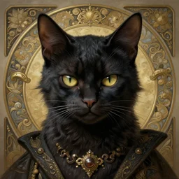 portrait of an evil cat, intricate, elegant, highly detailed, ray tracing, digital painting, artstation, concept art, smooth, sharp focus, illustration, art by artgerm and alphonse mucha, 8 k